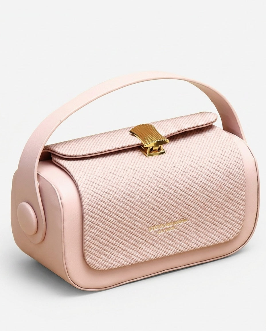 Woven Flap Barrel Crossbody Bag