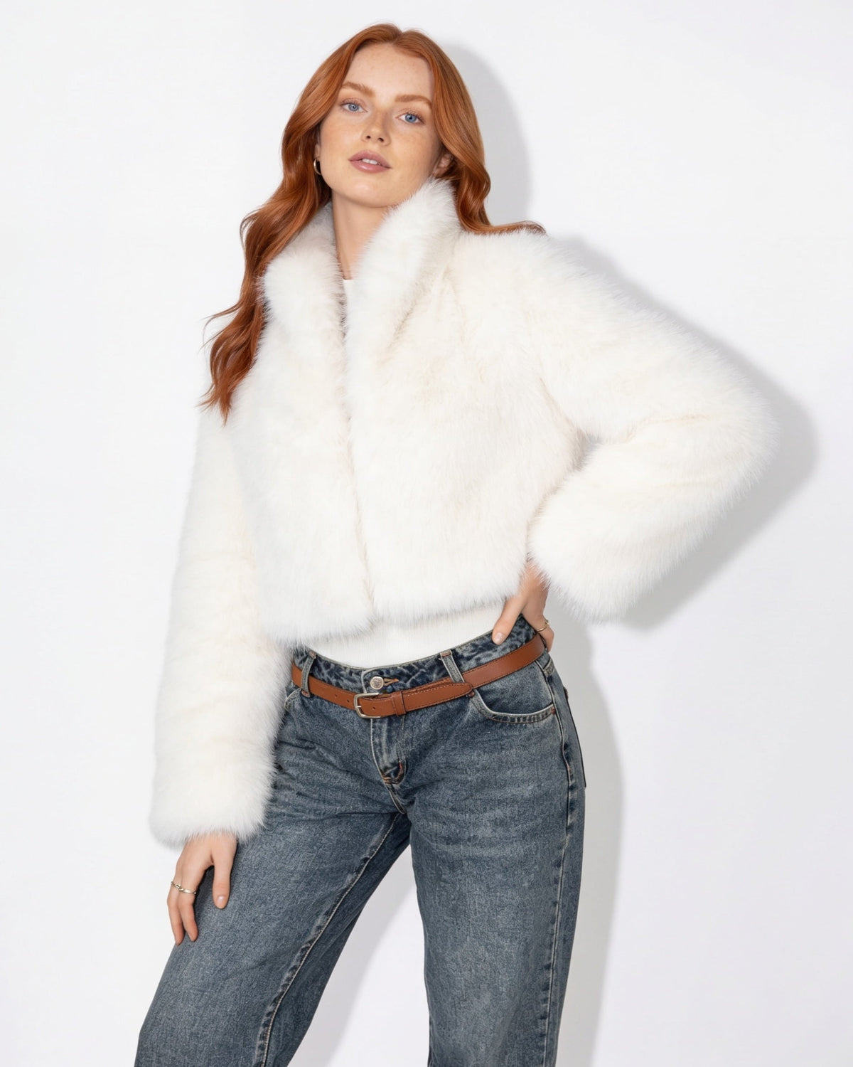 Cropped Faux Fur Jacket