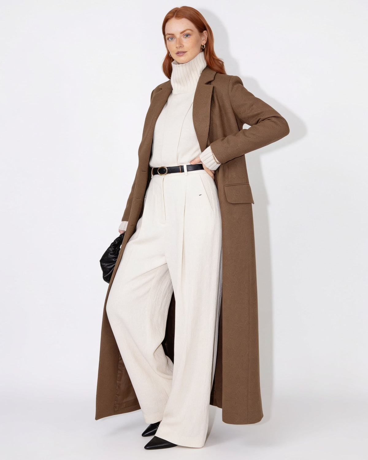 Notch Lapel Single-Breasted Maxi Coat