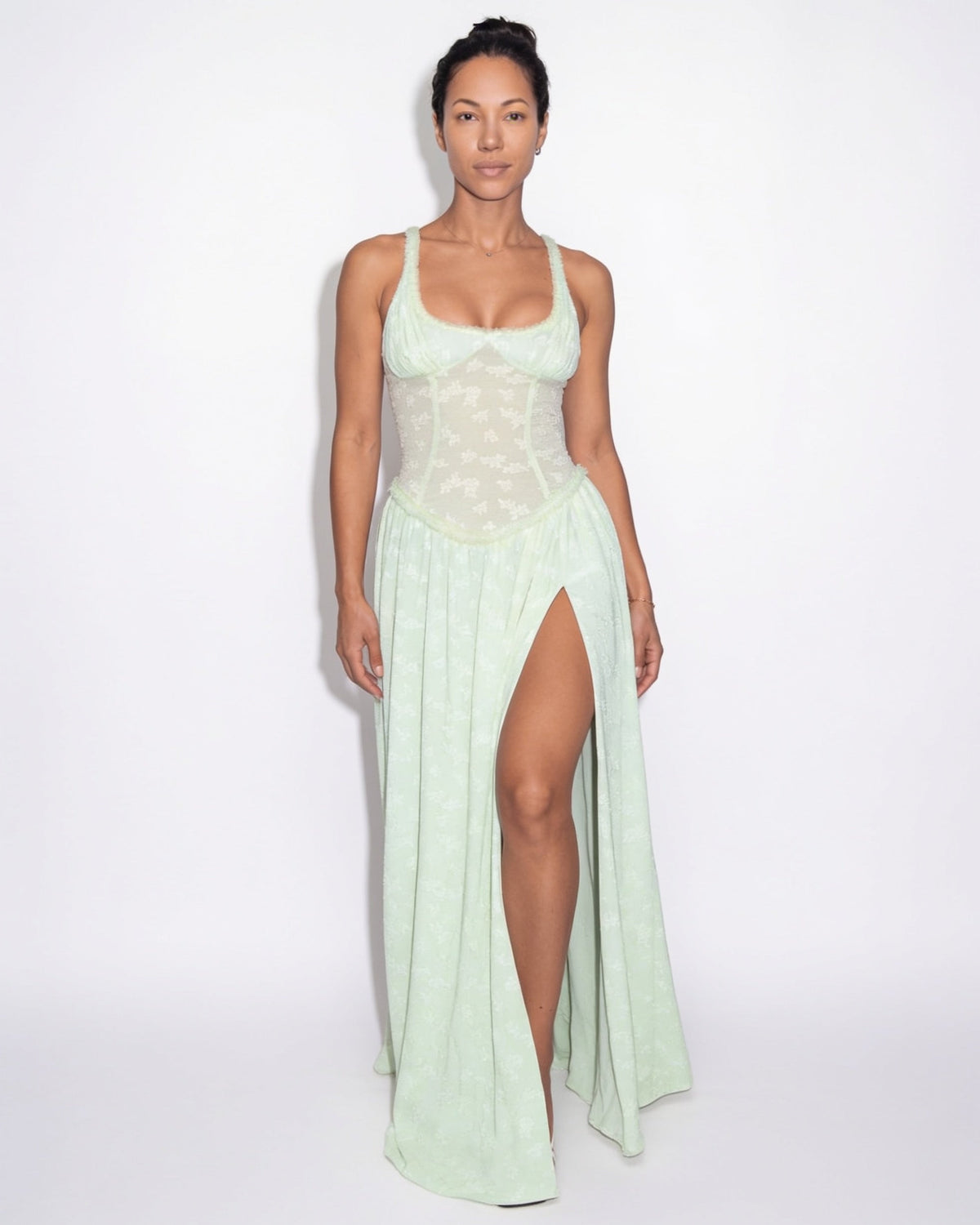 Corset Slit Maxi Dress