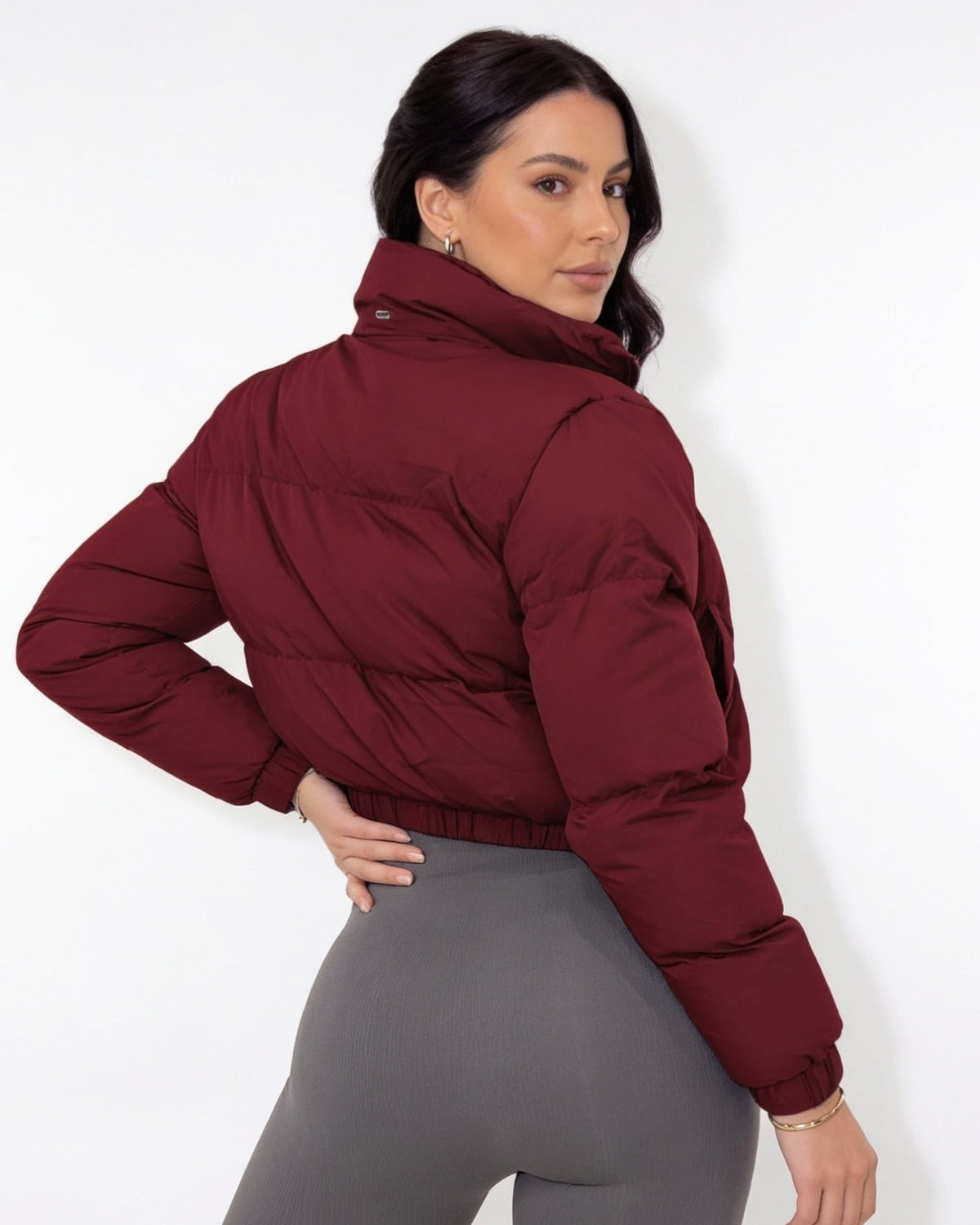 Cropped Funnel Collar Puffer Jacket