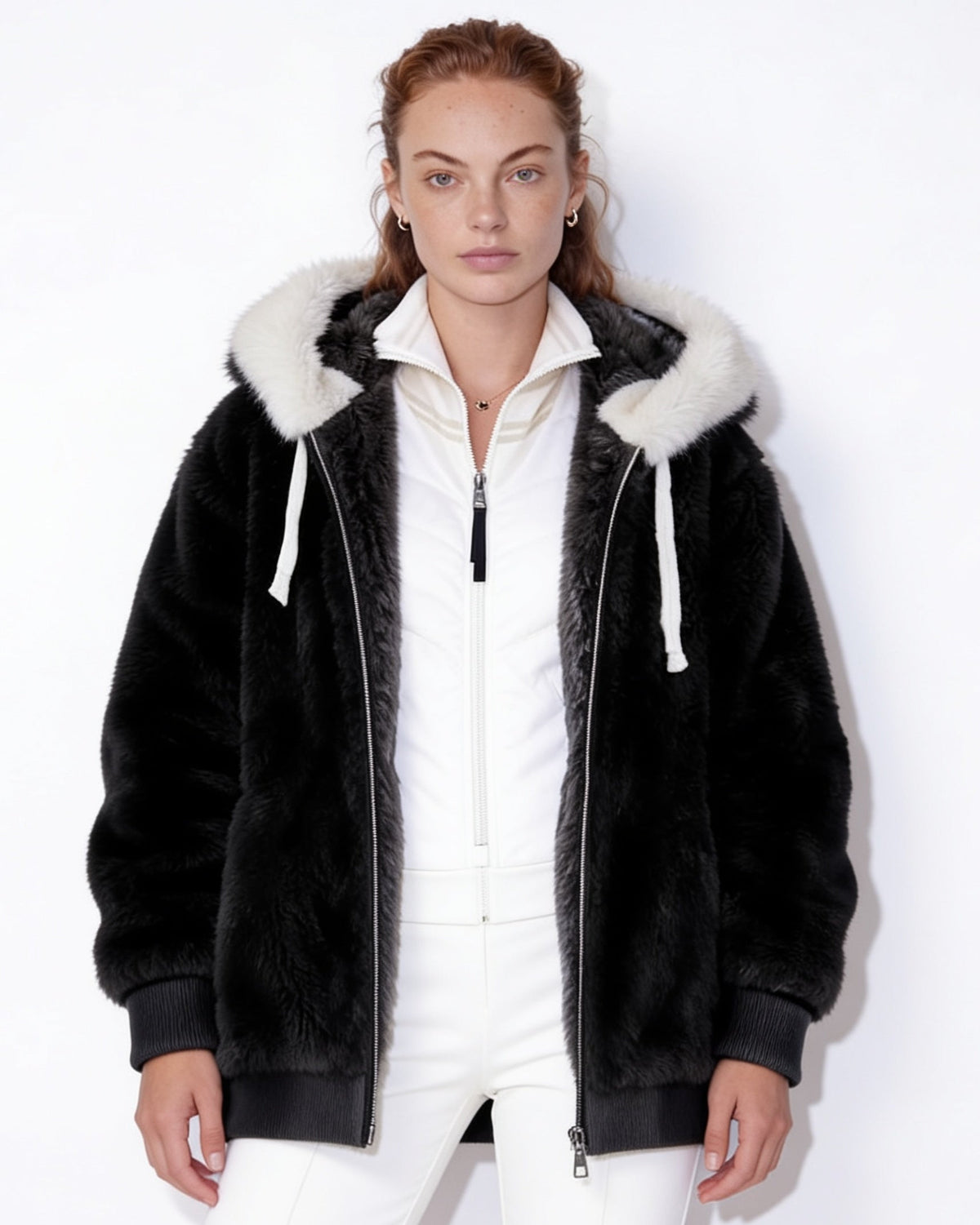 Hooded Faux Fur Coat