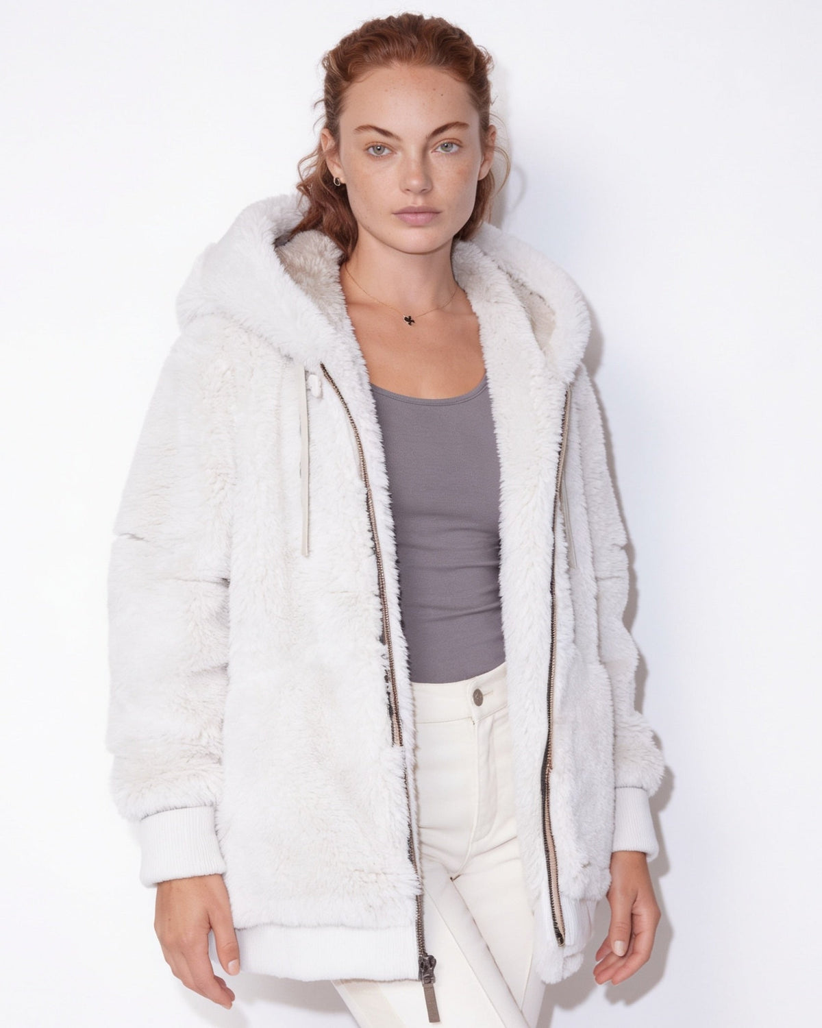 Hooded Faux Fur Coat