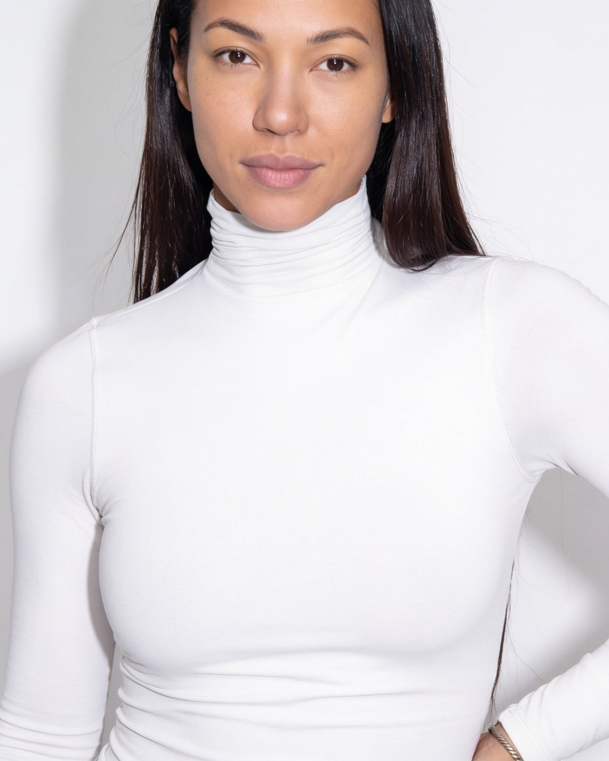 Fitted Long-Sleeve Turtleneck Top