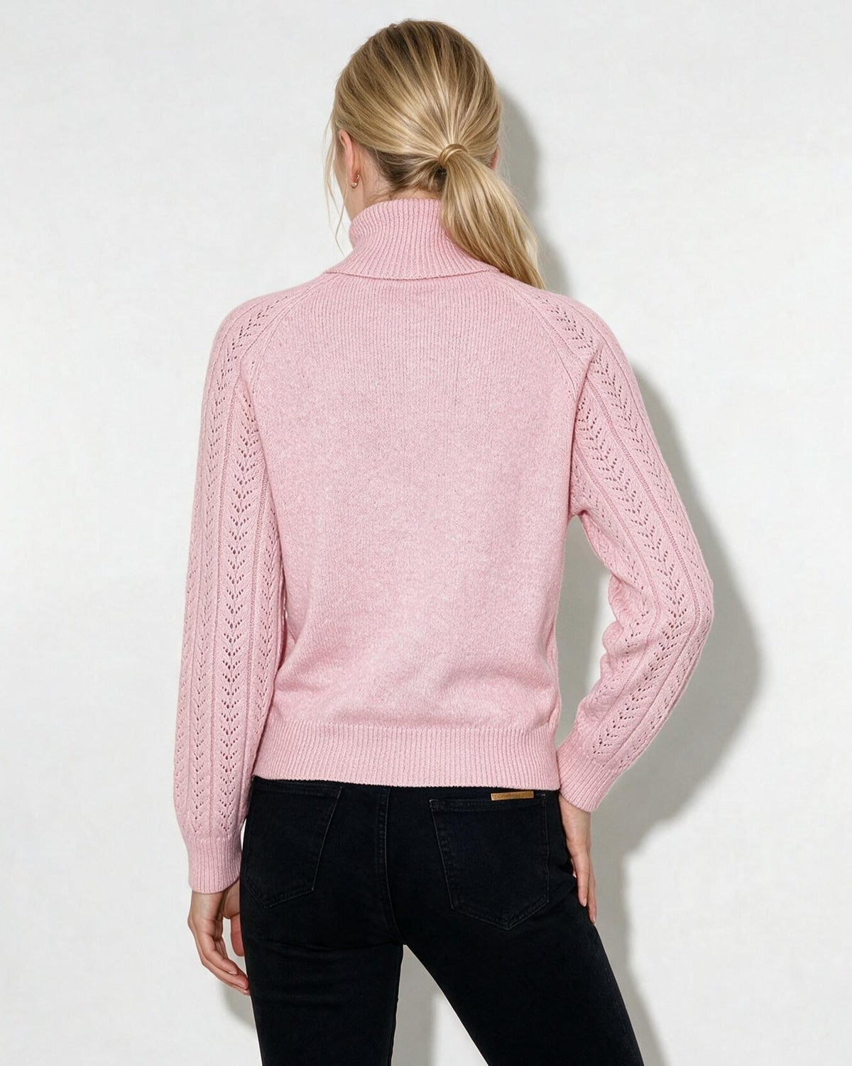 Pointelle Sleeve Turtleneck Jumper