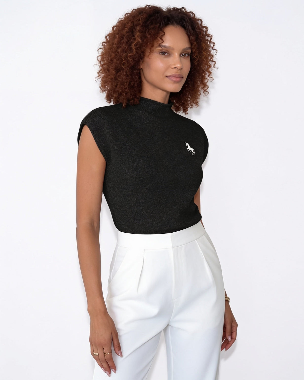 Sleeveless Mock Neck Top