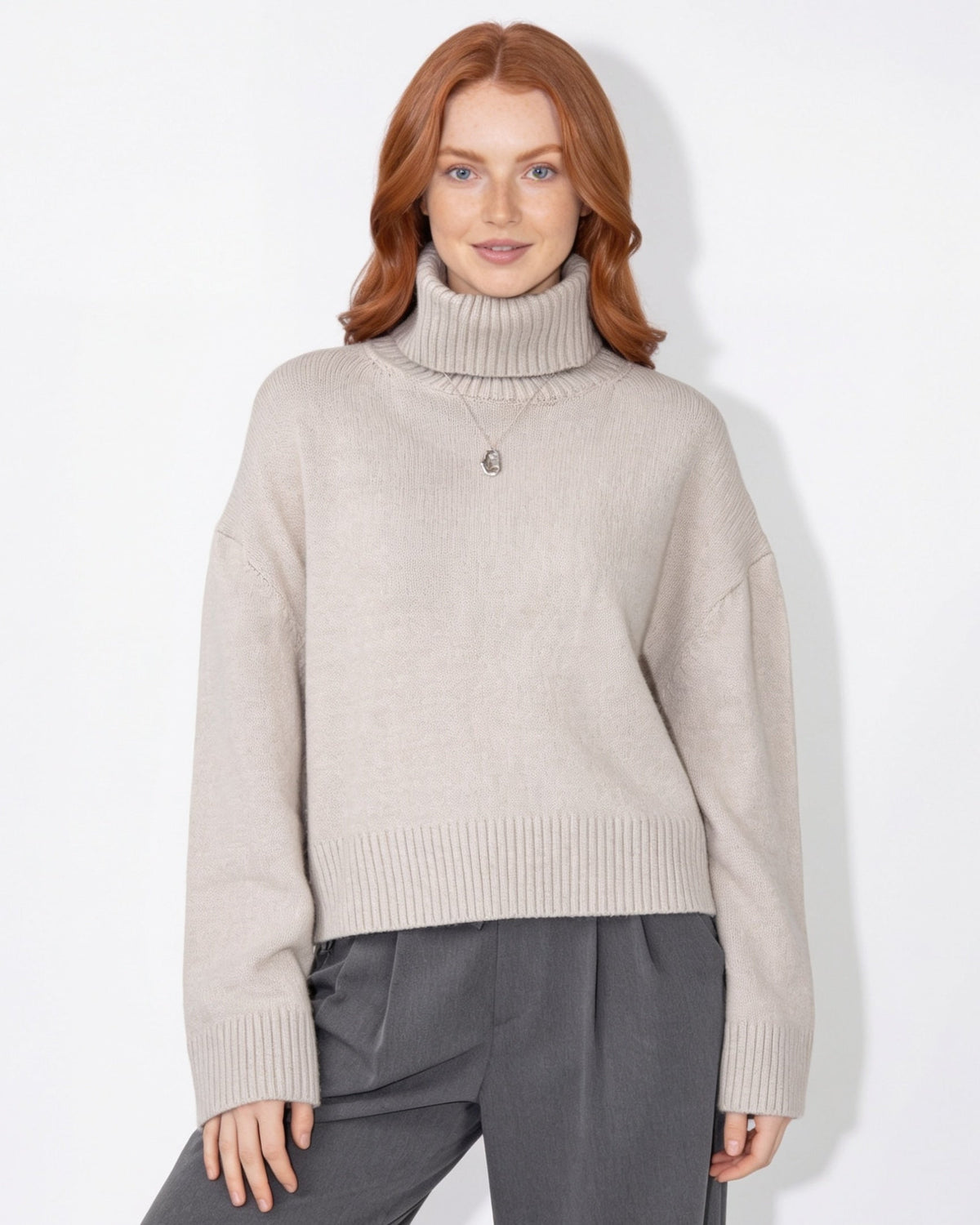 Oversized Ribbed Roll Neck Jumper