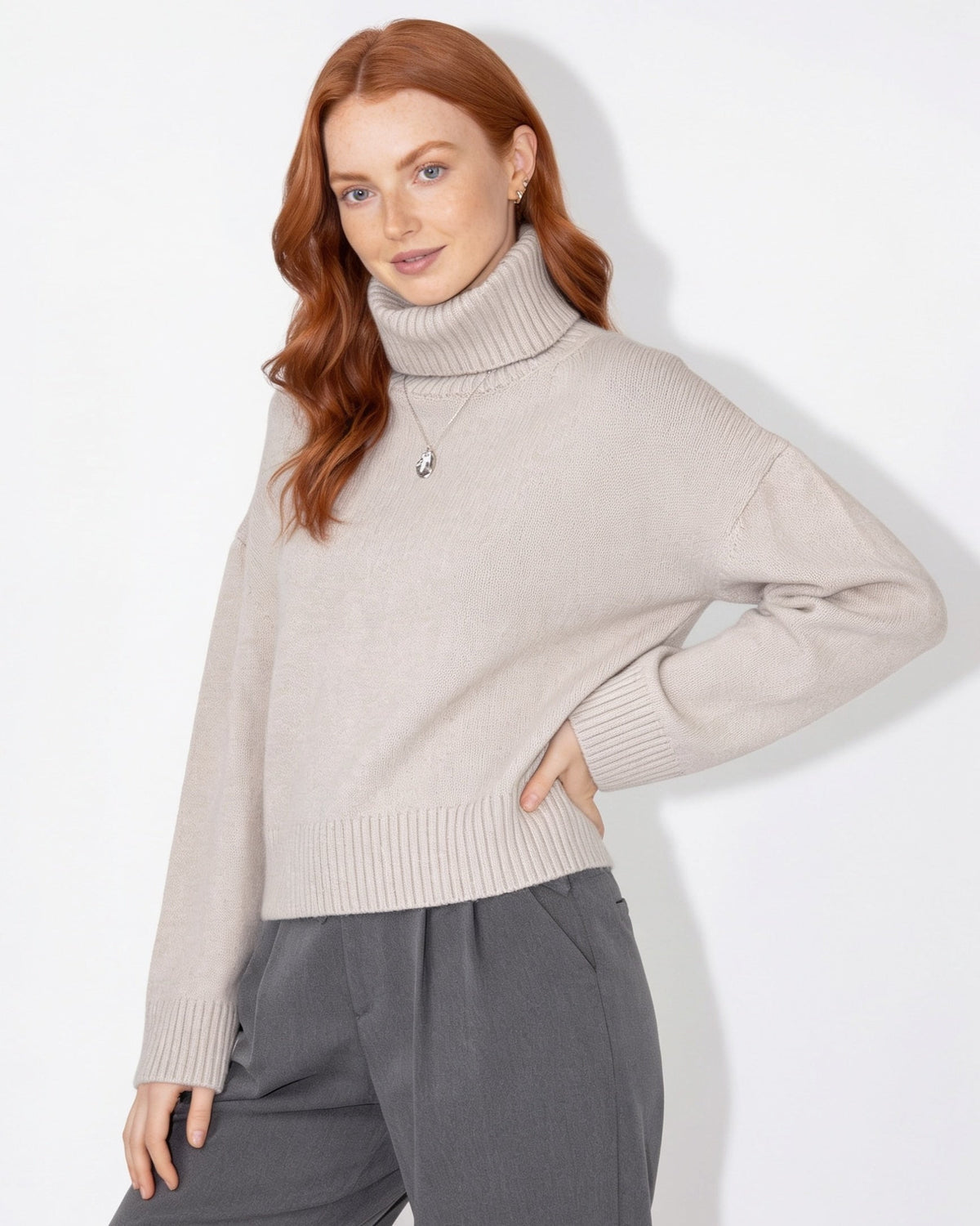 Oversized Ribbed Roll Neck Jumper