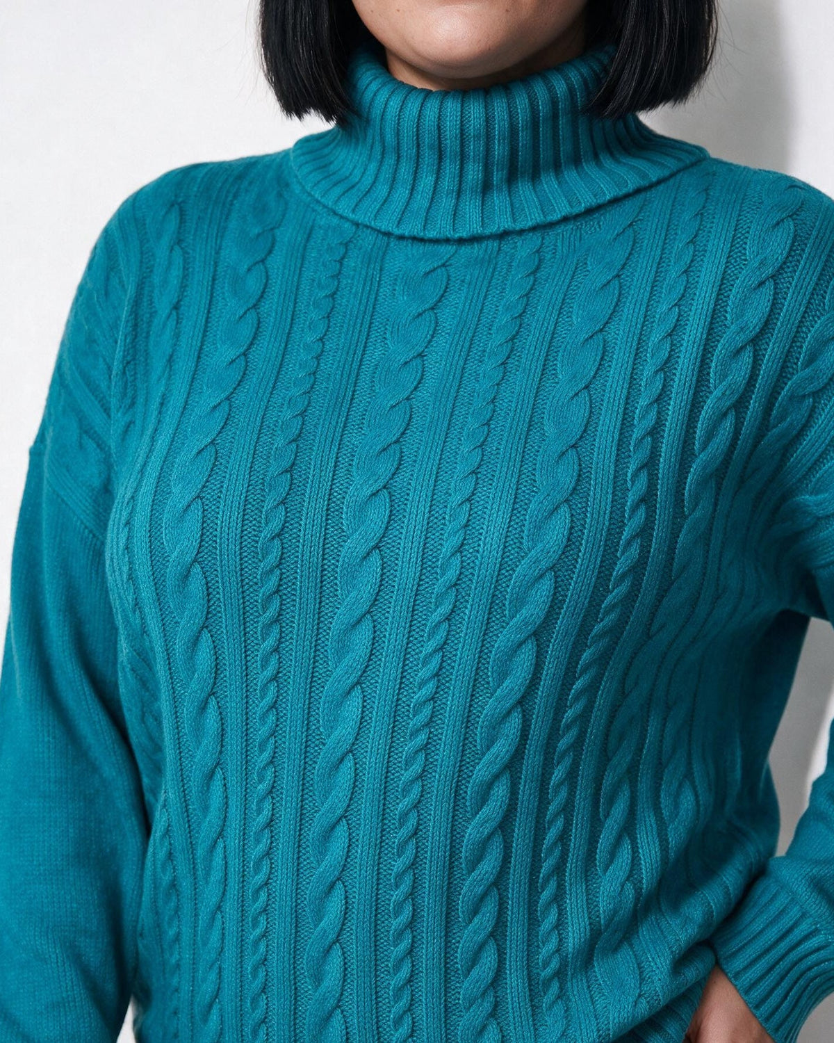 Chunky Cable Knit Turtleneck Jumper Plus Size
