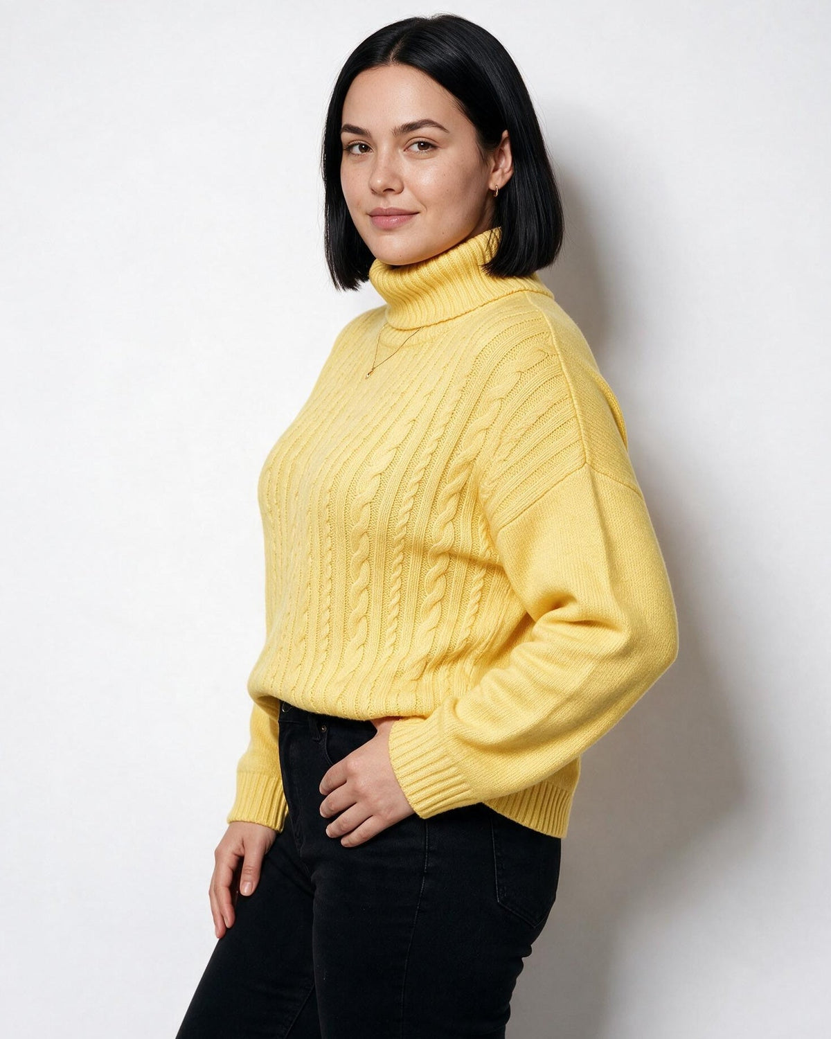 Chunky Cable Knit Turtleneck Jumper Plus Size