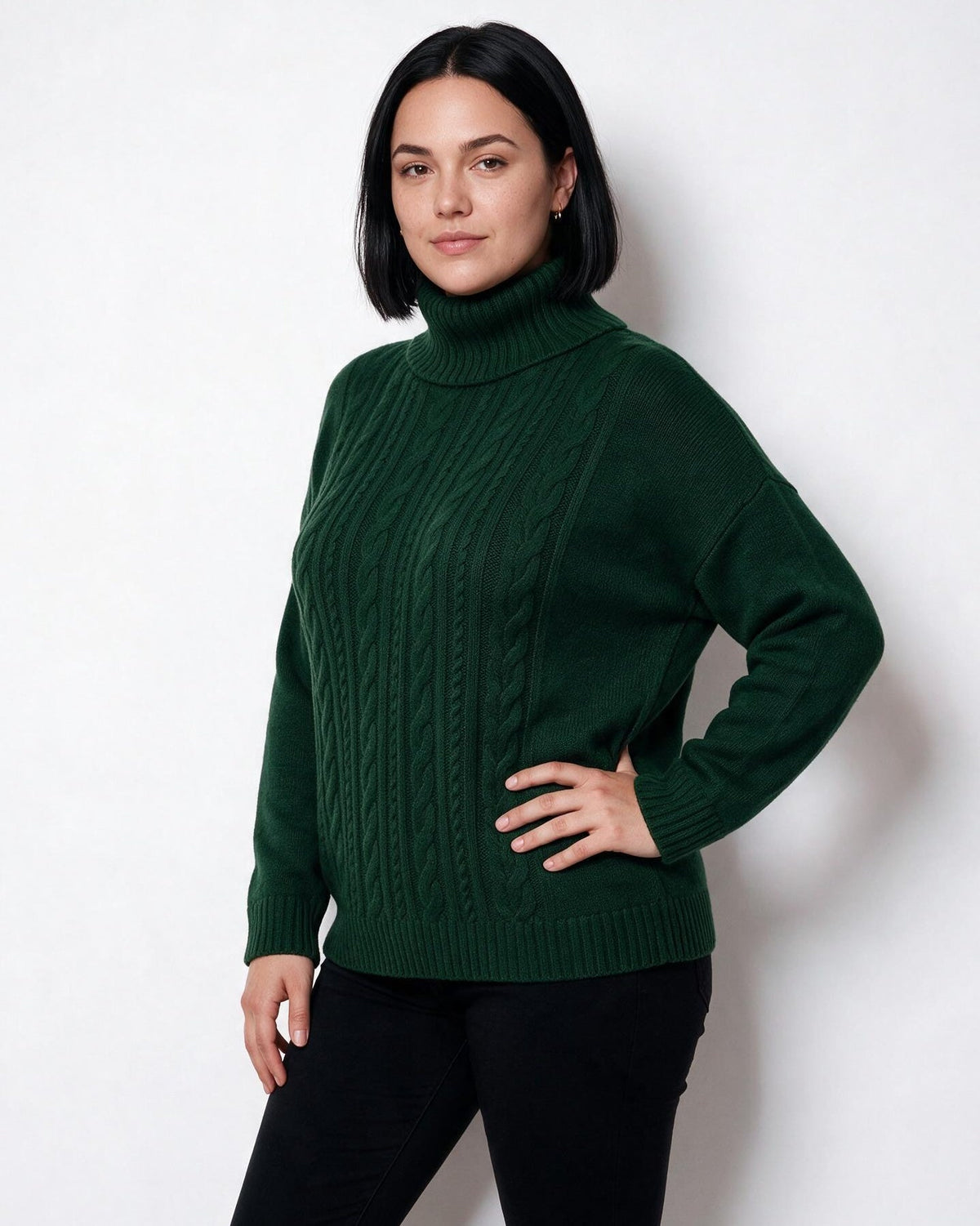 Chunky Cable Knit Turtleneck Jumper Plus Size