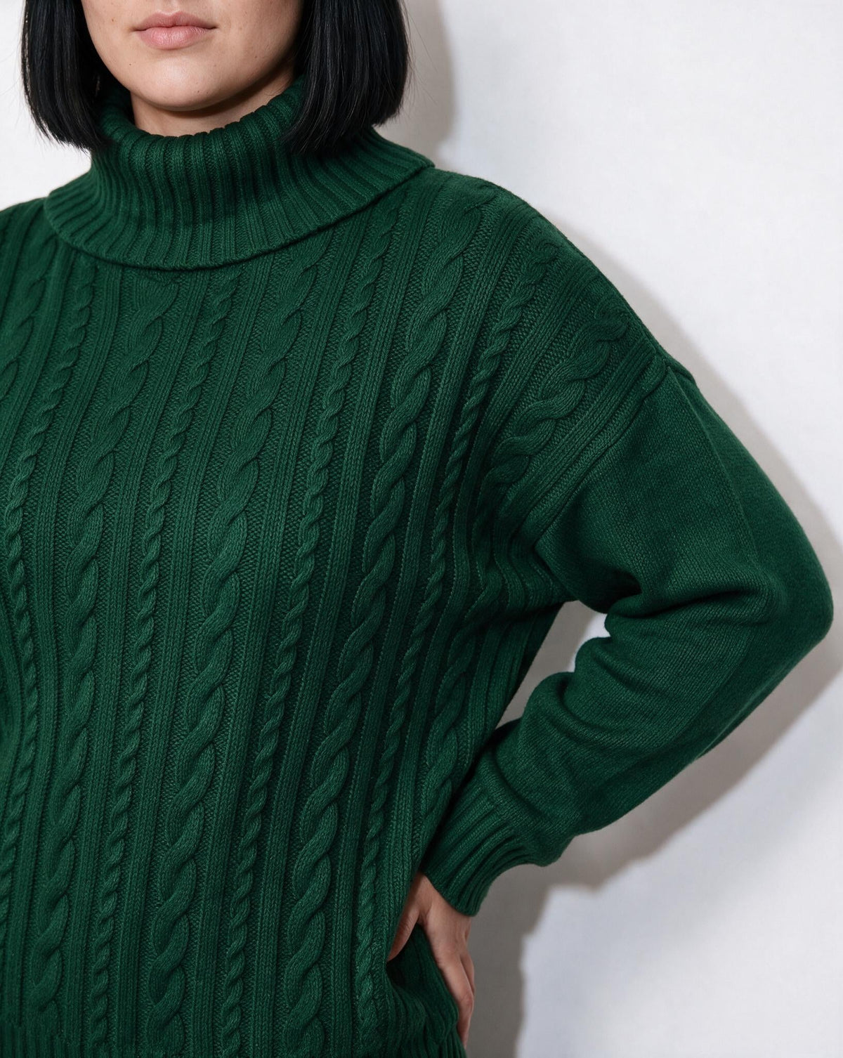 Chunky Cable Knit Turtleneck Jumper Plus Size