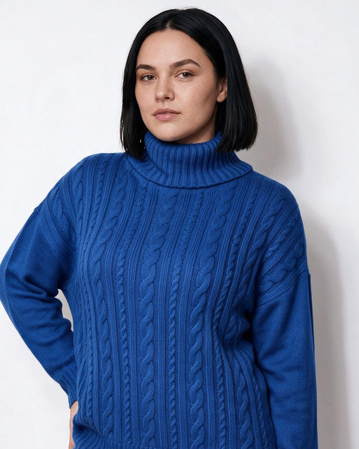 Chunky Cable Knit Turtleneck Jumper Plus Size