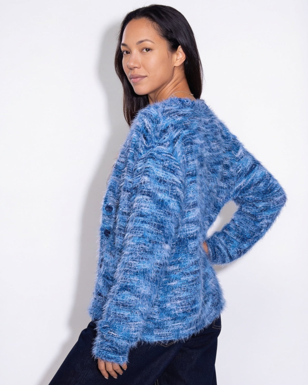 Space-Dye Eyelash Knit Cardigan