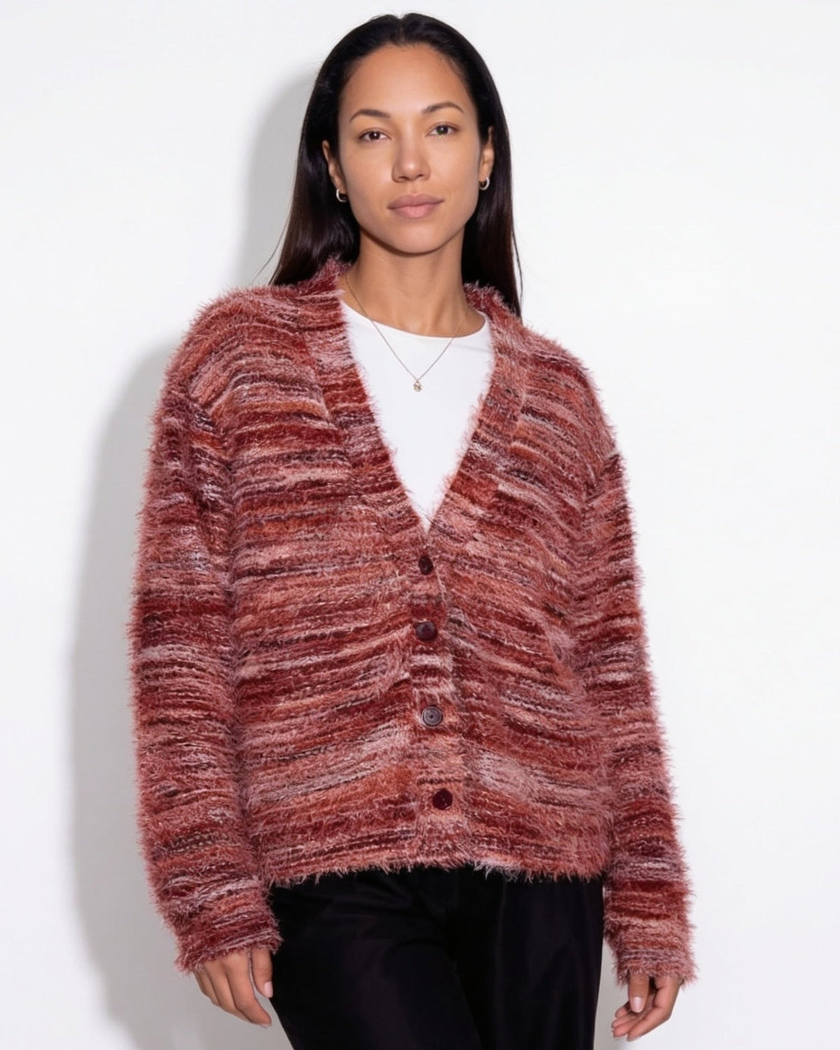 Space-Dye Eyelash Knit Cardigan