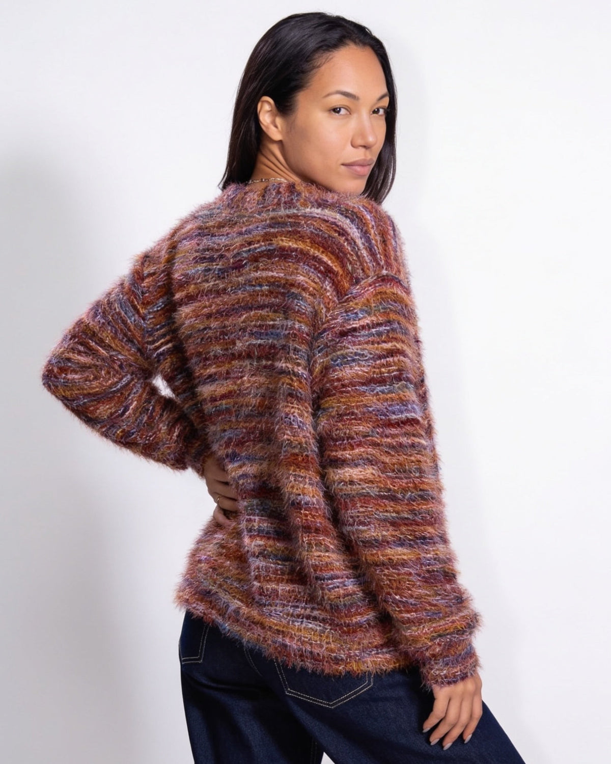 Space-Dye Eyelash Knit Cardigan