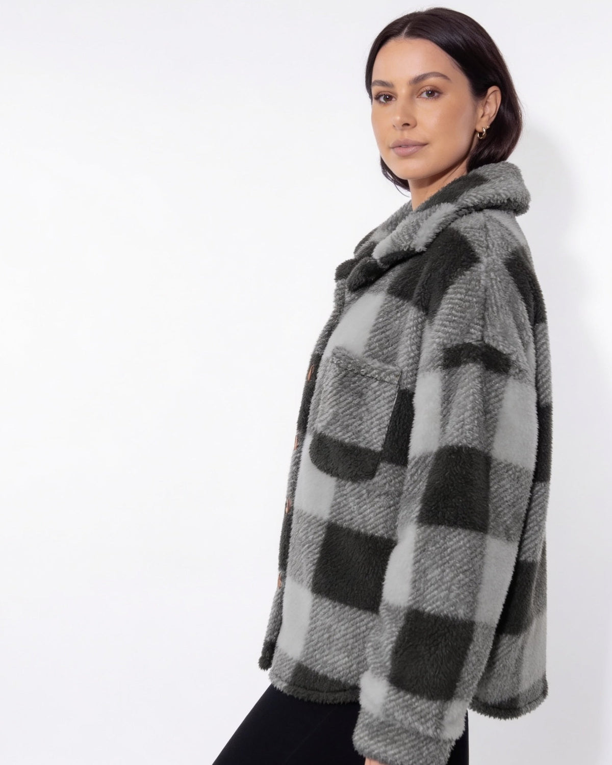 Oversized Buffalo Check Fleece Shacket