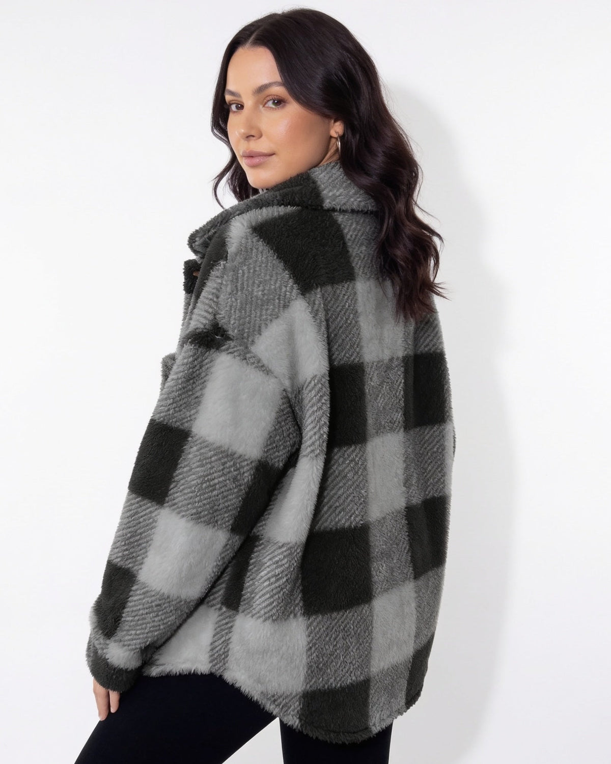 Oversized Buffalo Check Fleece Shacket