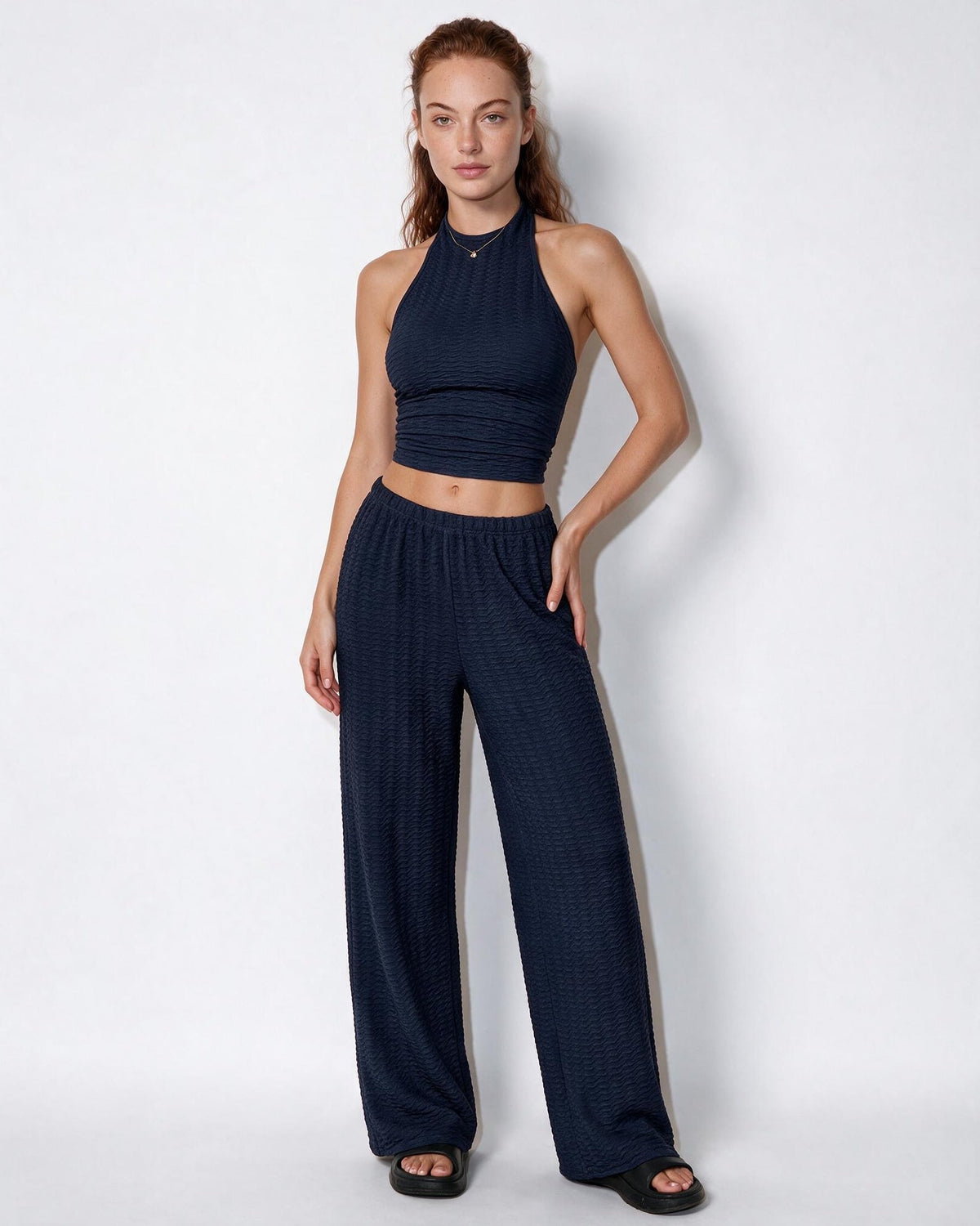 Halterneck Open-Back Wide-Leg Co-ord
