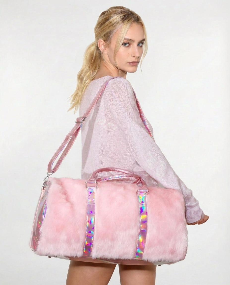 Textured Duffle Shoulder Bag