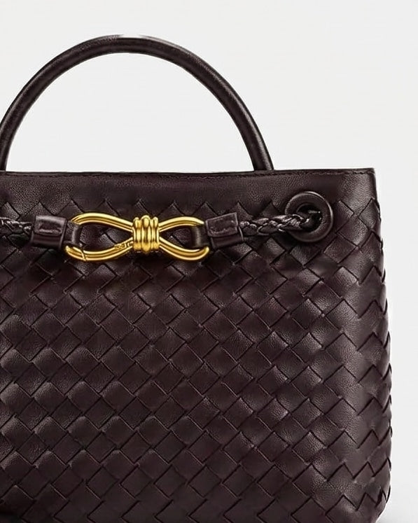 Structured Woven Top-Handle Handbag