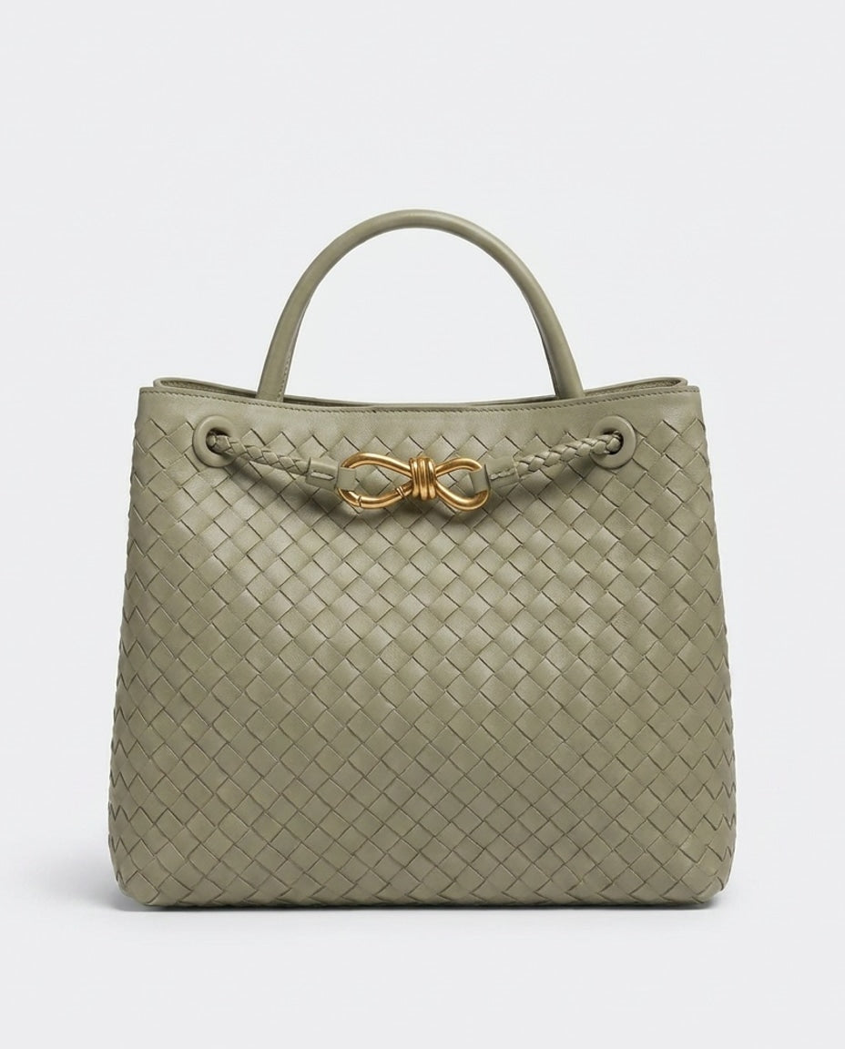 Structured Woven Top-Handle Handbag