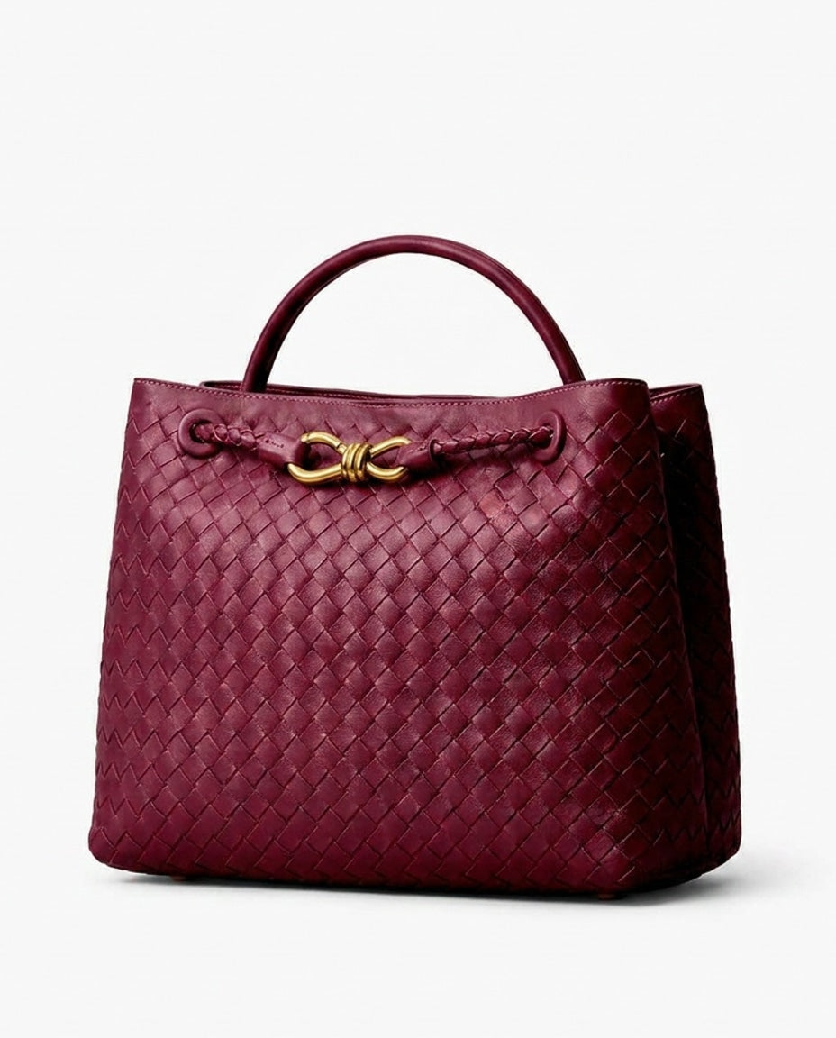 Structured Woven Top-Handle Handbag