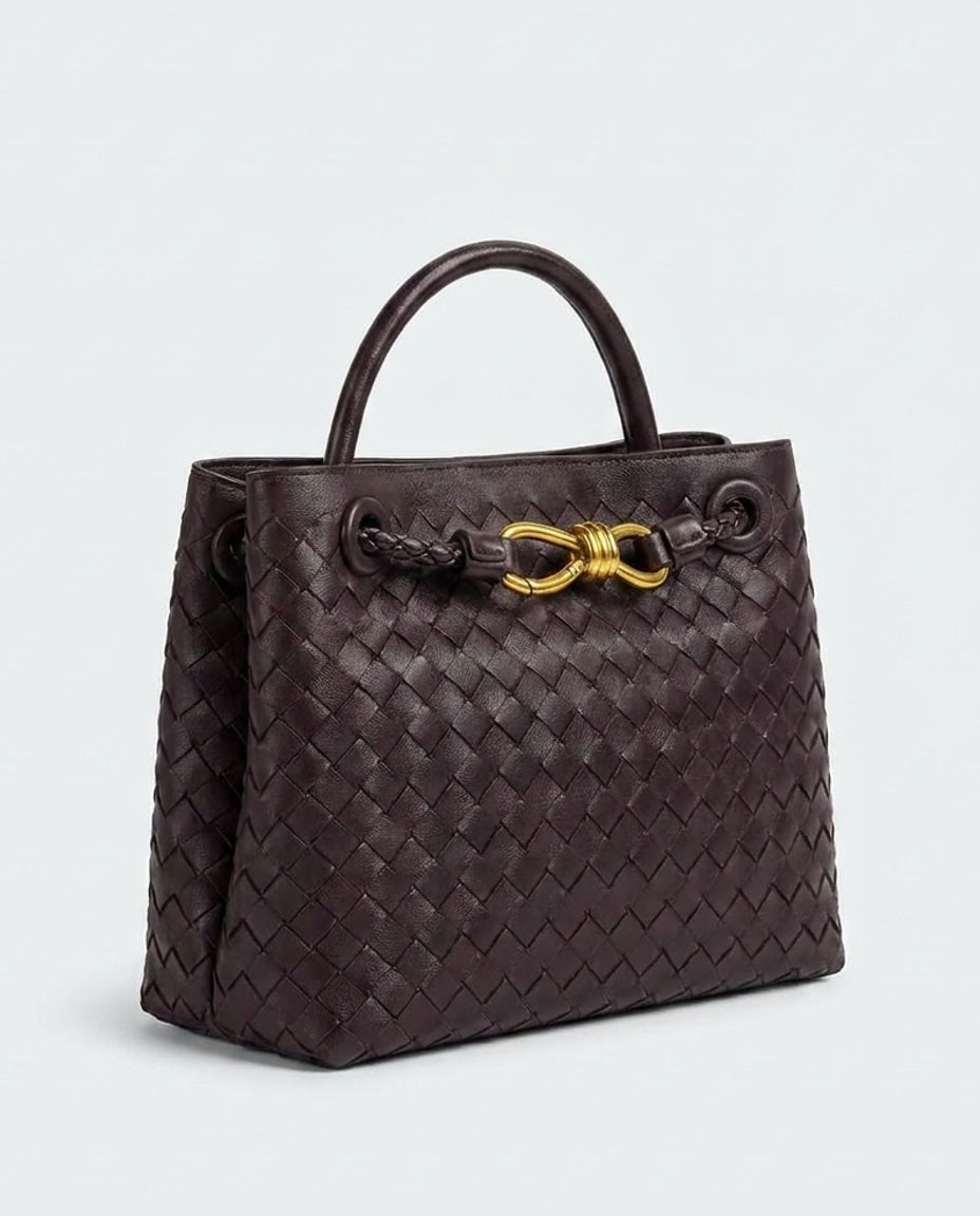 Structured Woven Top-Handle Handbag