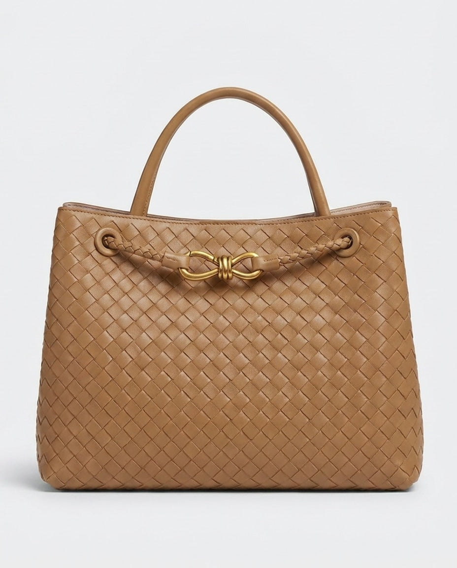 Structured Woven Top-Handle Handbag