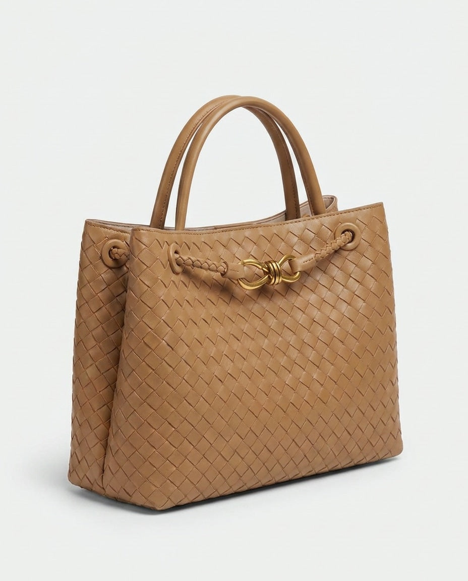 Structured Woven Top-Handle Handbag