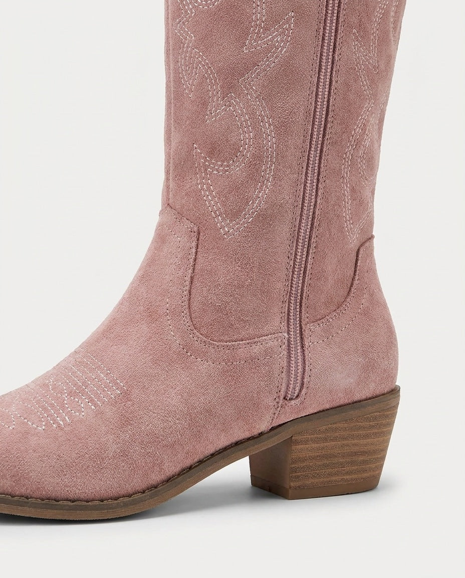 Embroidered Knee-High Western Boots
