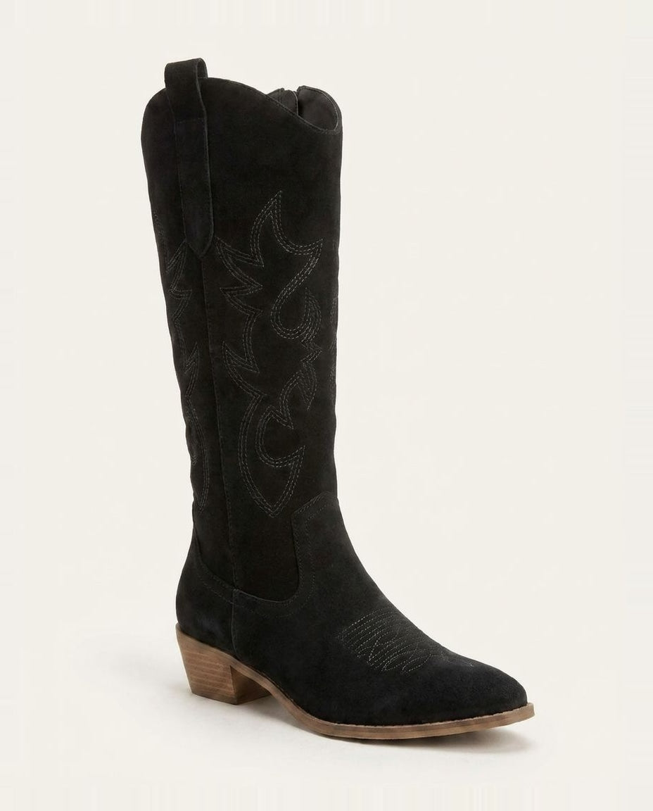 Embroidered Knee-High Western Boots