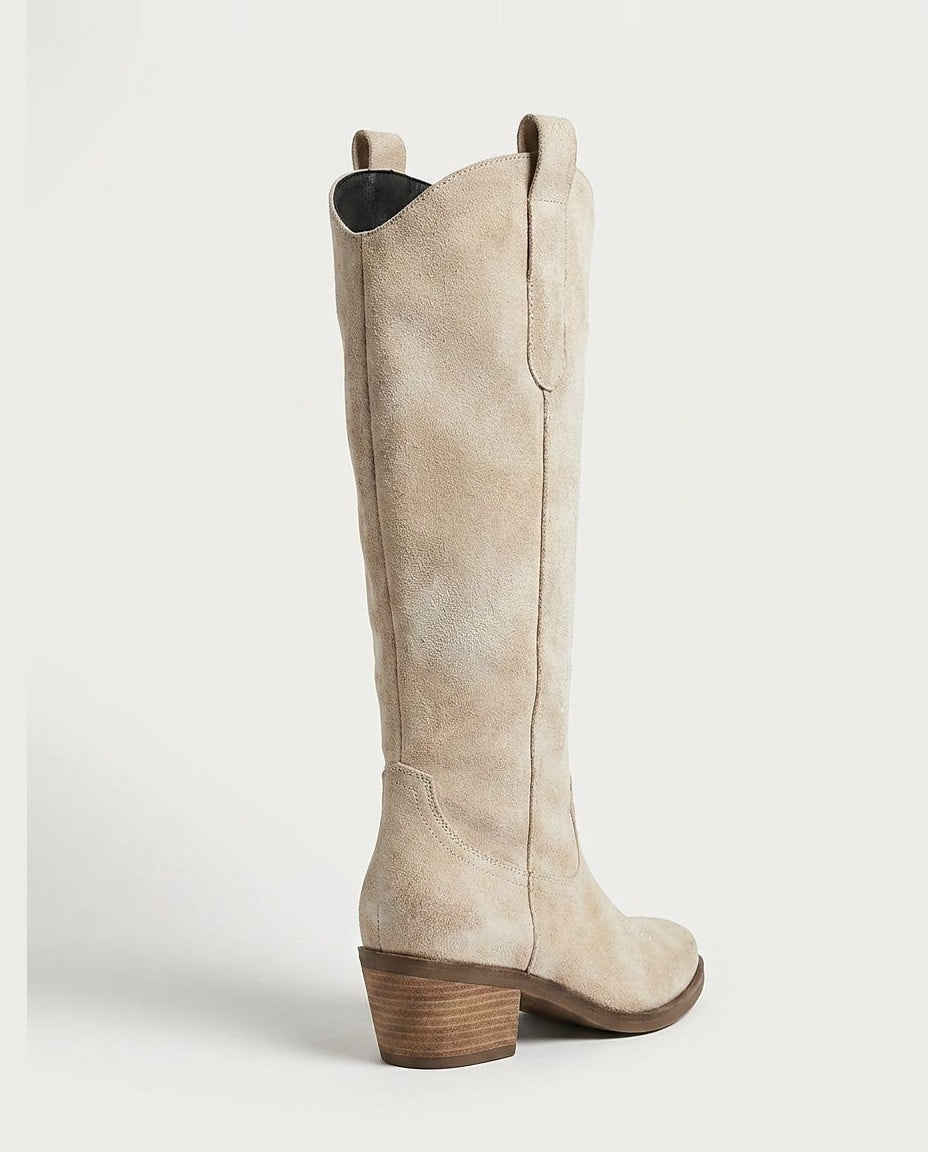 Embroidered Knee-High Western Boots