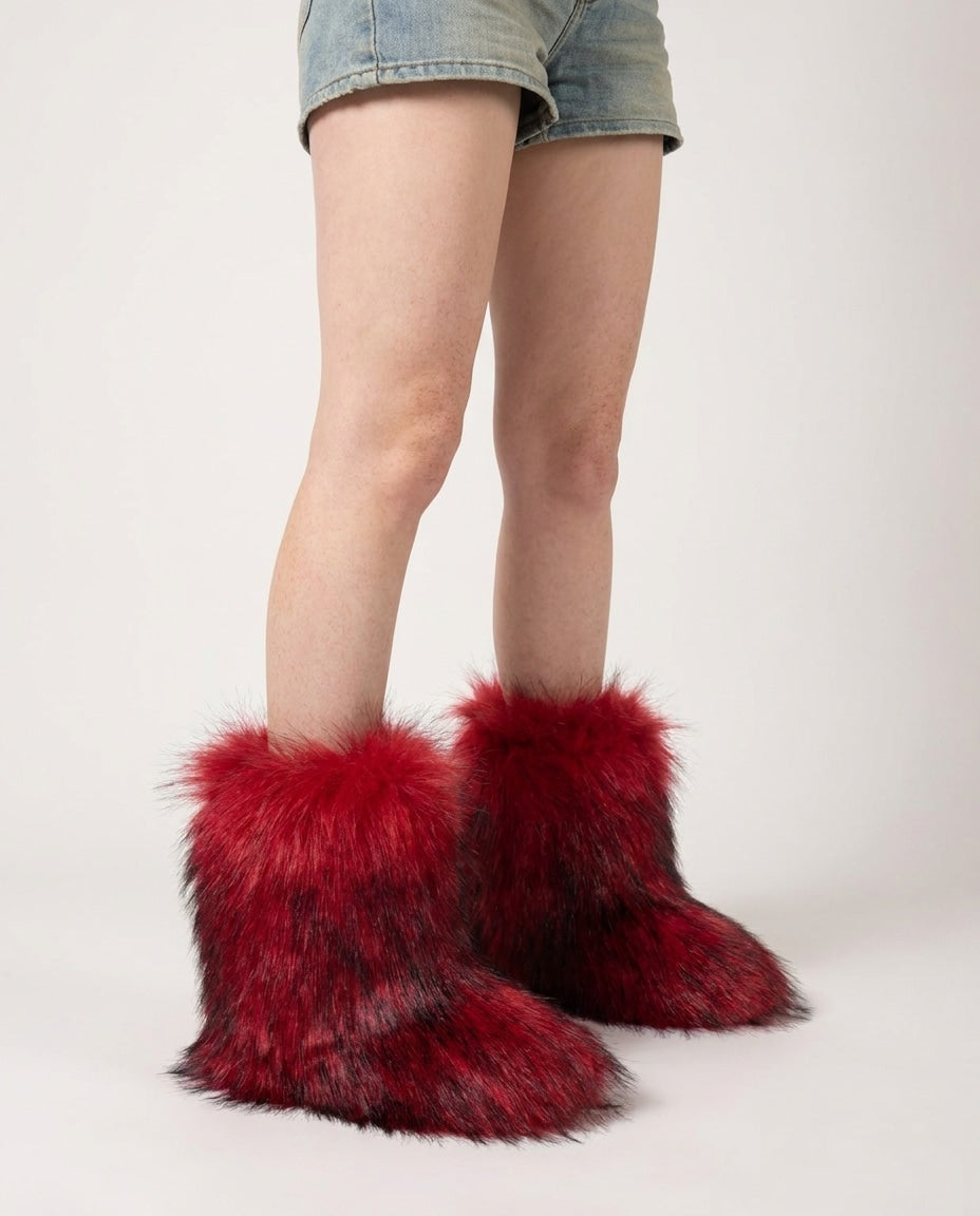 Chunky Shaggy Ankle Boots