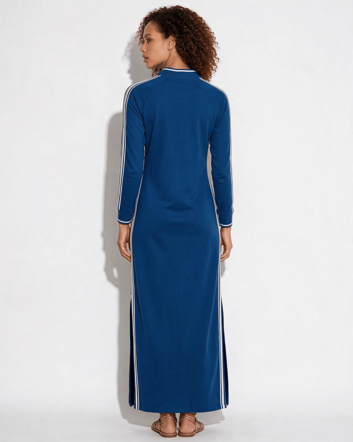 Cotton Track-Stripe Polo Maxi Dress