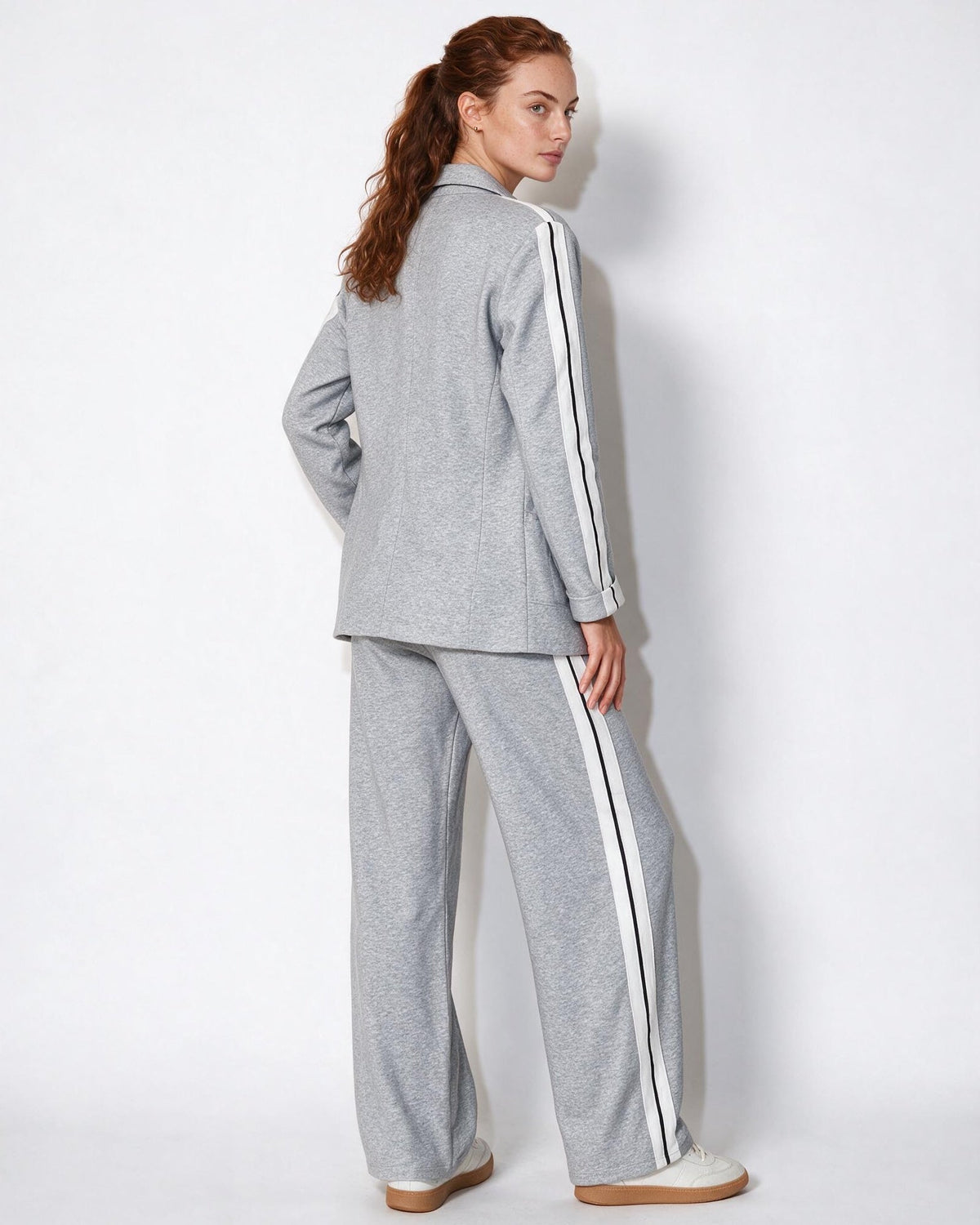 Contrast Stripe Wide-Leg Blazer Co-ord