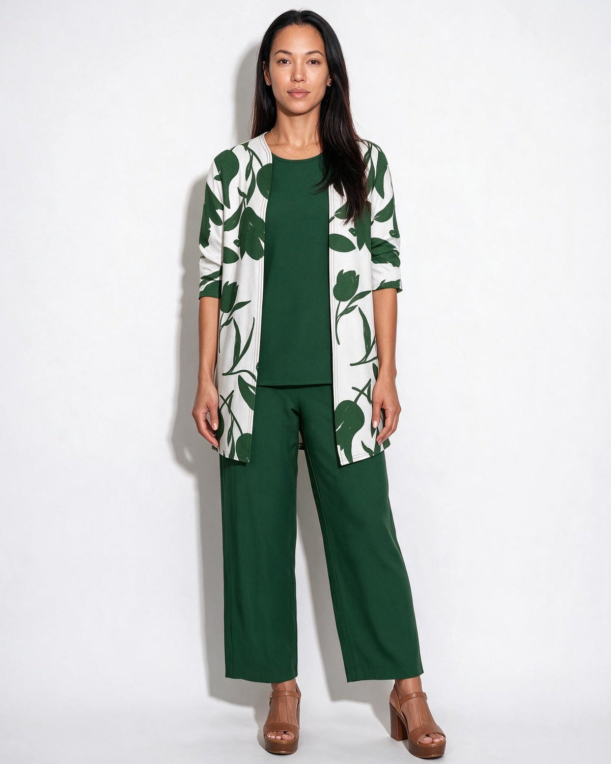 Botanical Print Longline Kimono Co-ord