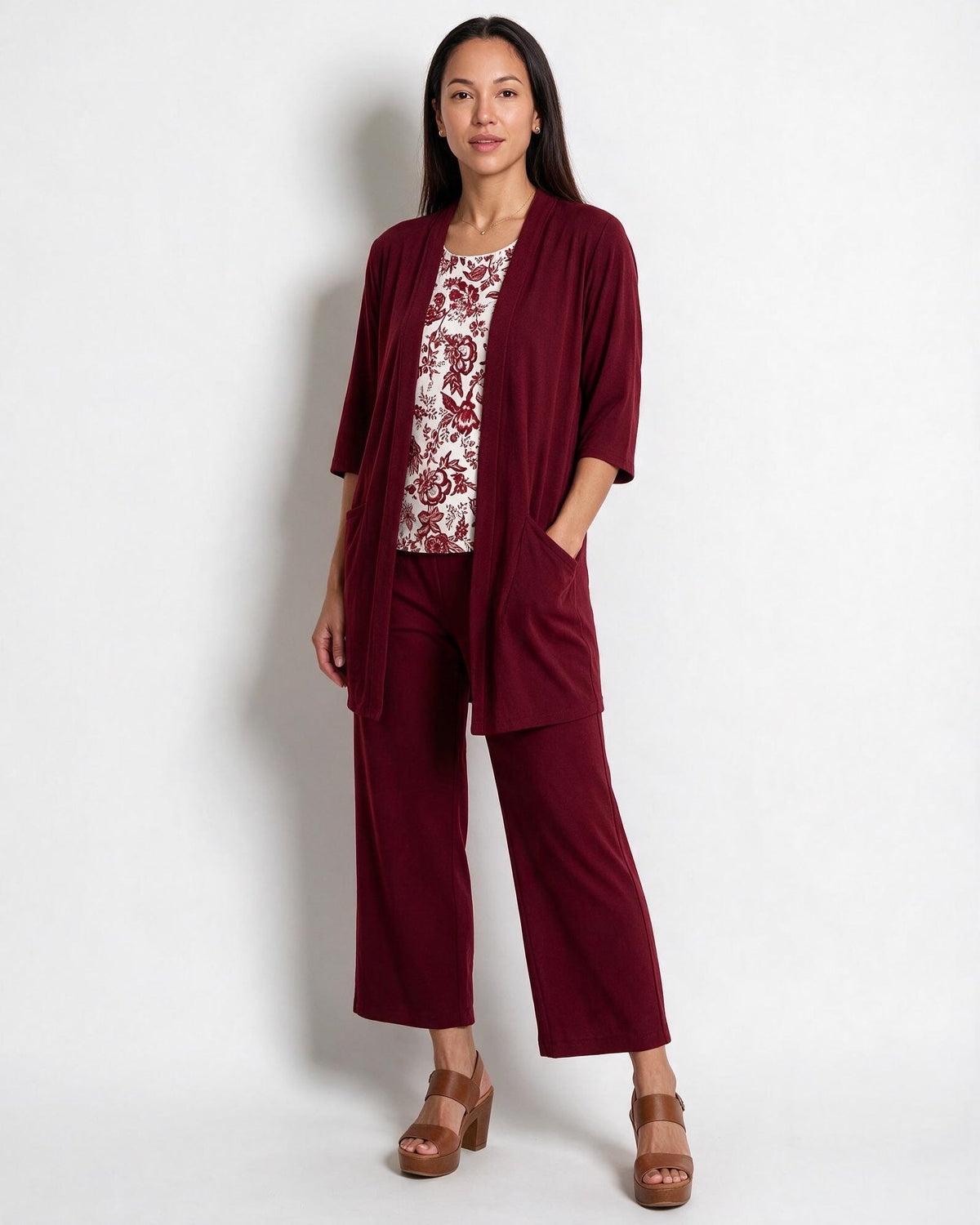 Botanical Print Longline Kimono Co-ord