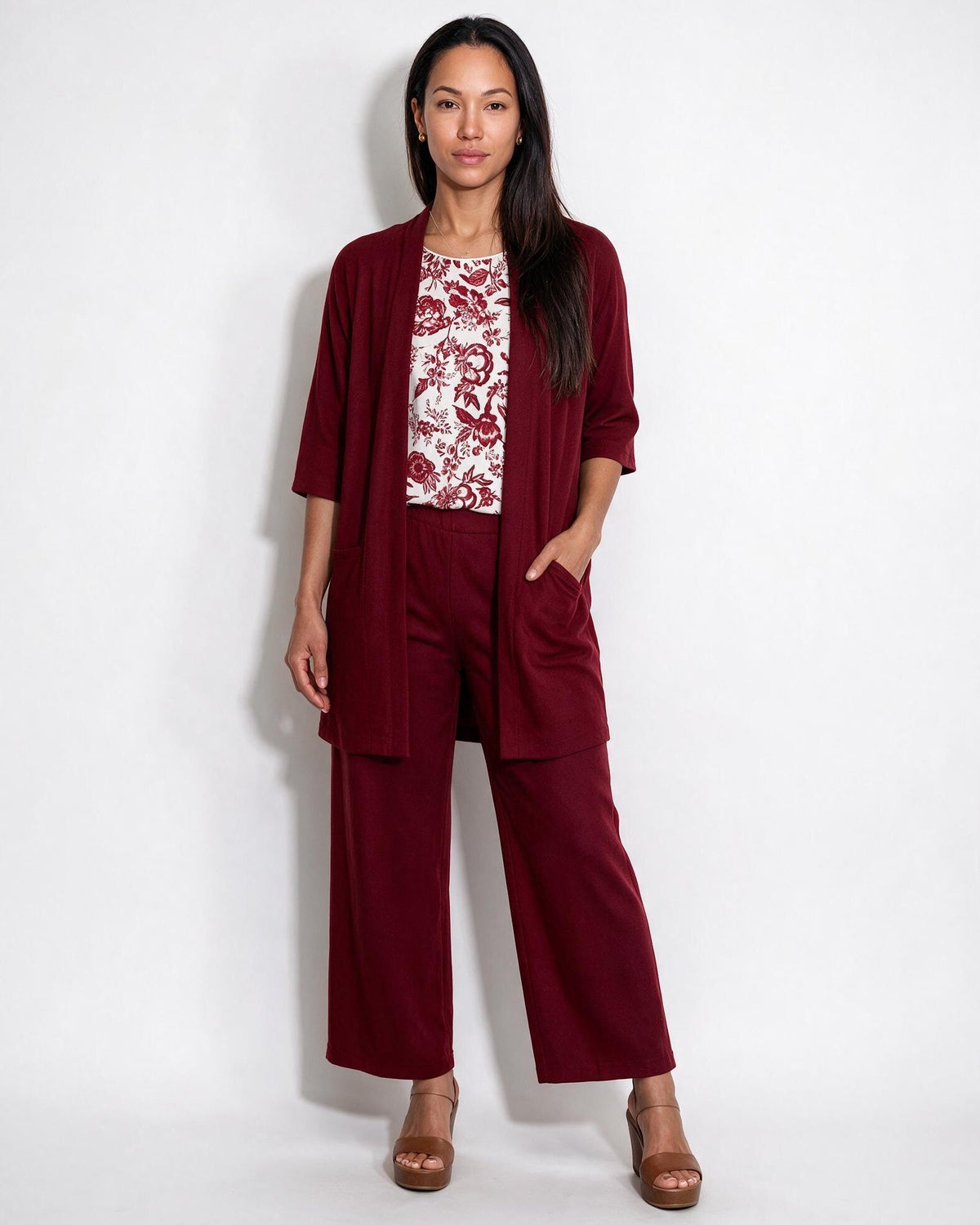 Botanical Print Longline Kimono Co-ord