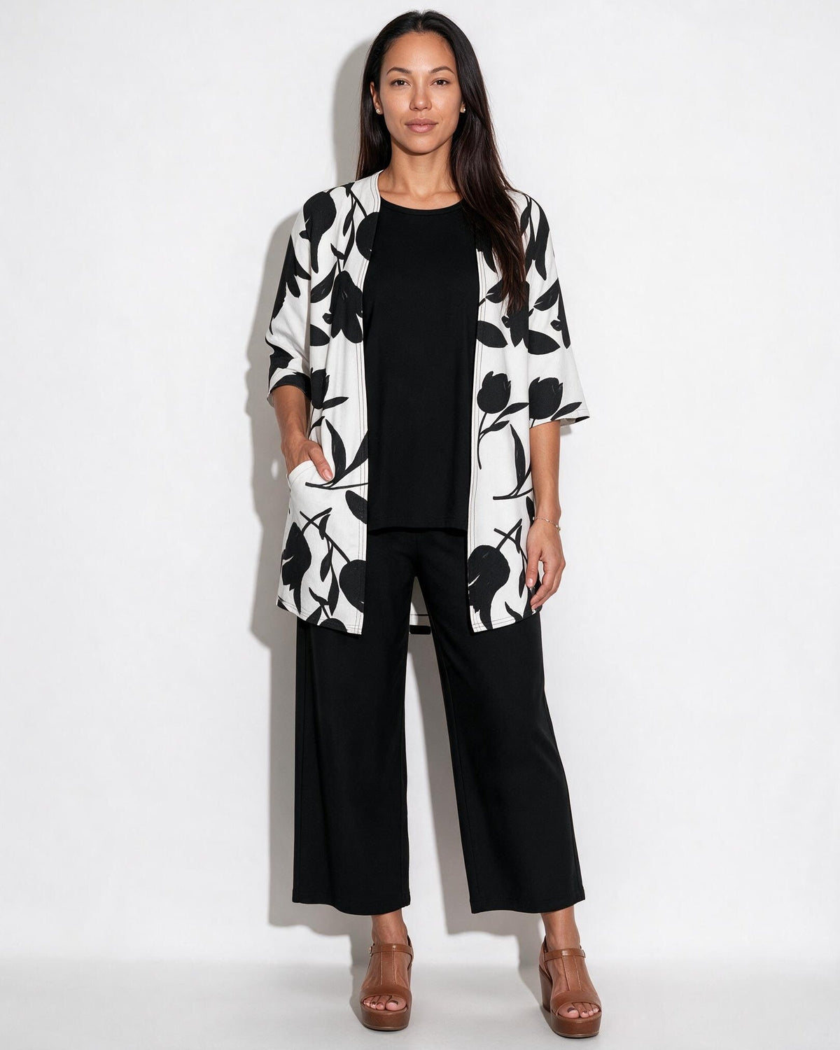 Botanical Print Longline Kimono Co-ord