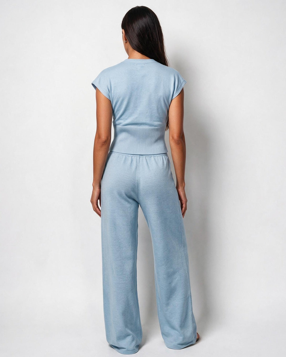 Knit Button-Front Wide-Leg Loungewear