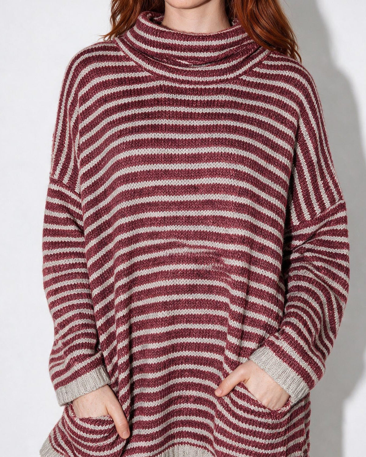 Striped Oversized Turtleneck Jumper
