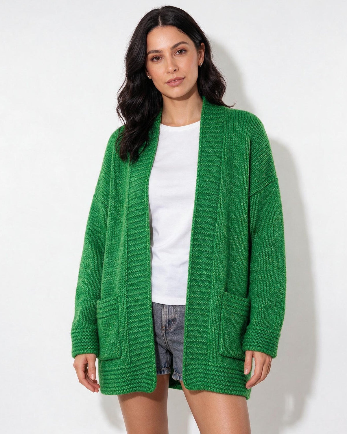 Ribbed Shawl Collar Longline Cardigan