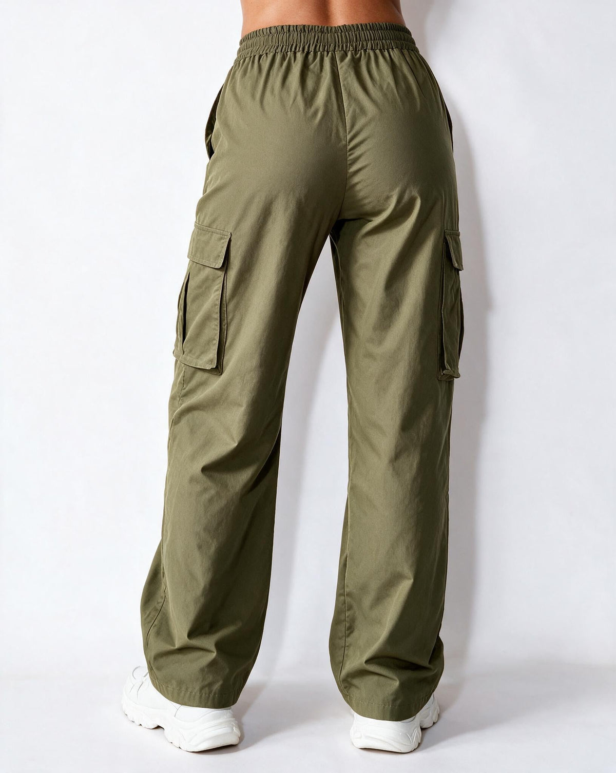 Elasticated Cargo Pocket Wide-Leg Trousers