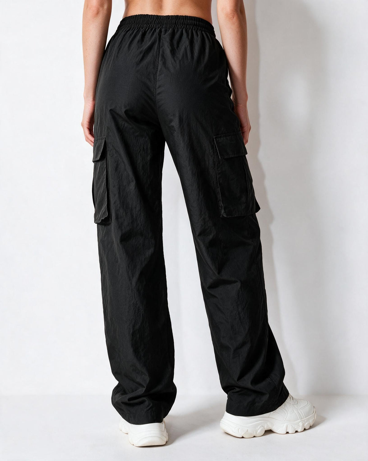 Elasticated Cargo Pocket Wide-Leg Trousers