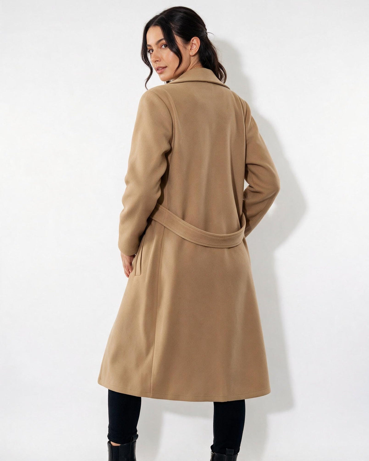 Wool Notch Lapel Tailored Longline Coat