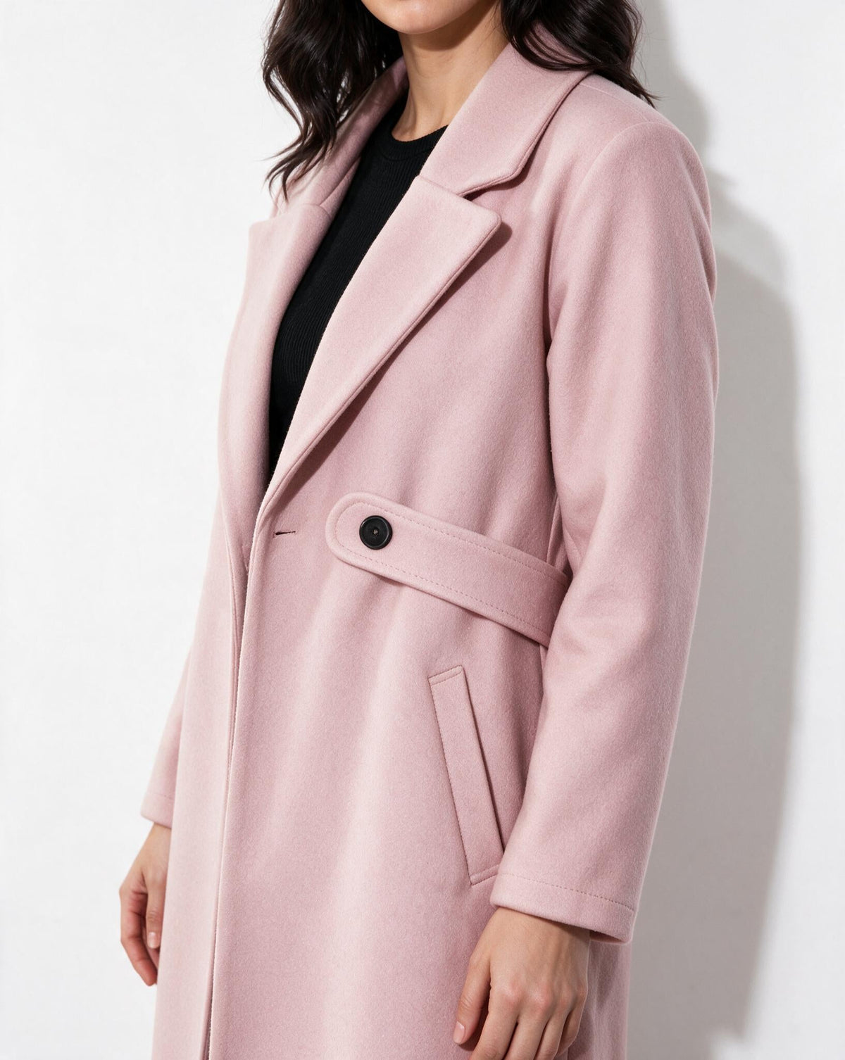 Wool Notch Lapel Tailored Longline Coat
