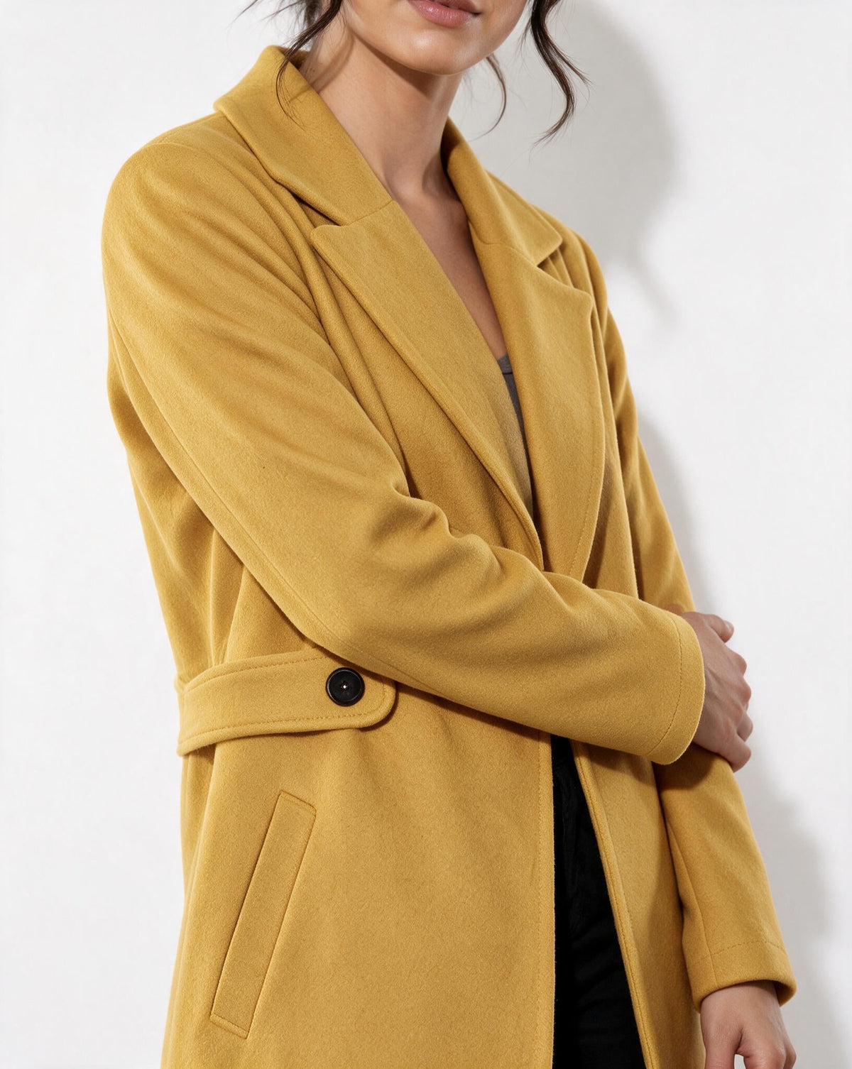 Wool Notch Lapel Tailored Longline Coat