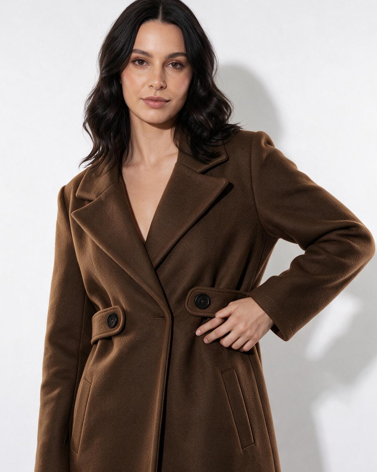 Wool Notch Lapel Tailored Longline Coat