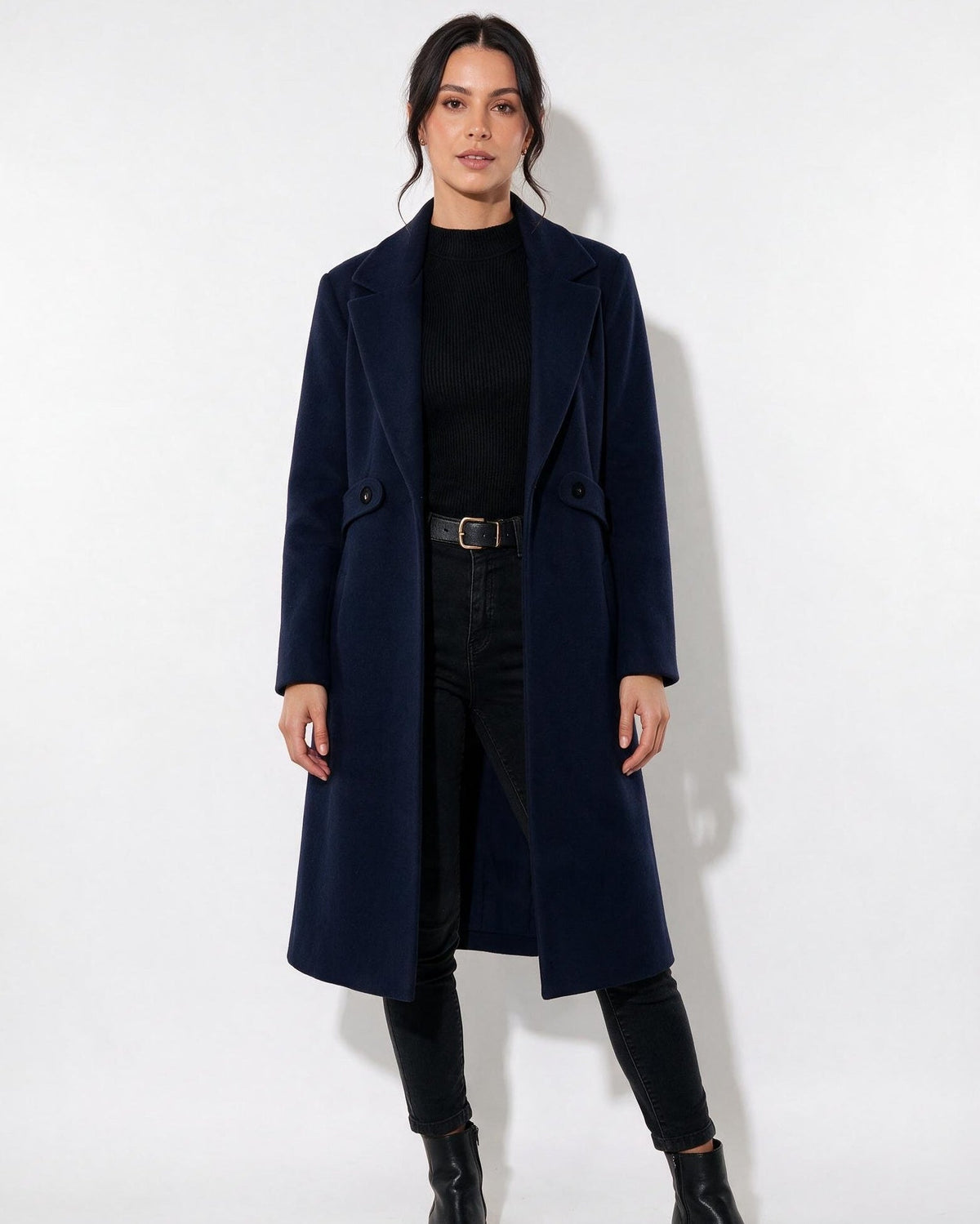 Wool Notch Lapel Tailored Longline Coat